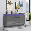 Odessa Grey High Gloss Sideboard With 2 Door 4 Drawer And LED