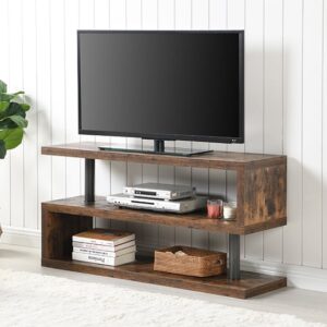 Miami Wooden S Shape TV Stand In Smoked Oak