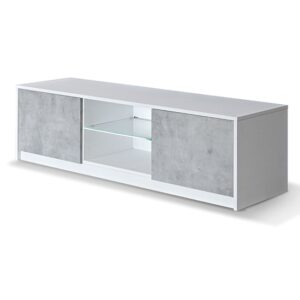 Sion TV Stand 2 Doors In White And Concrete Effect With LED