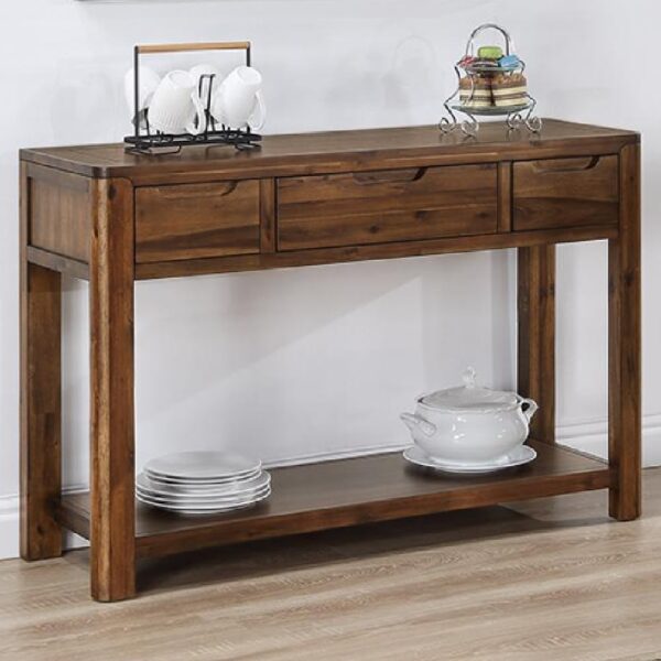 Monza Wooden Console Table With 3 Drawers In Walnut
