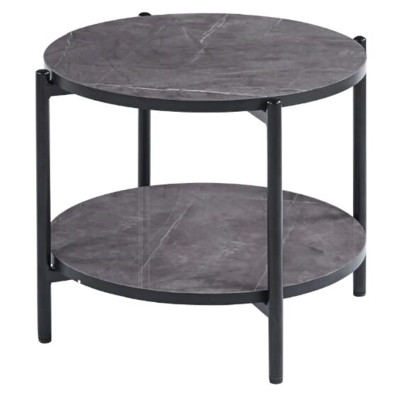 Vilna Small Gloss Grey Marble Effect Coffee Table With Black Frame