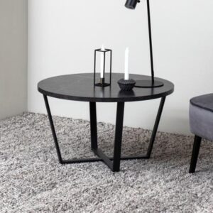 Altoona Wooden Round Coffee Table In Black Marble Effect
