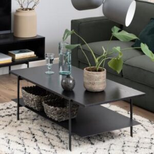 Avila Wooden Coffee Table With Undershelf In Ash Black