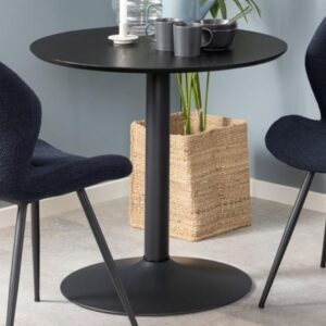 Ibika Wooden Round Coffee Table With Metal Base In Matt Black
