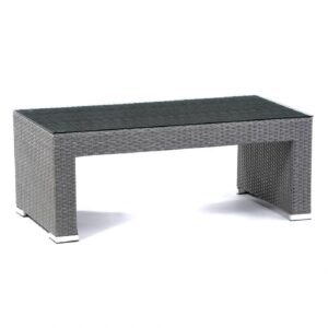 Onyx Glass Top Coffee Table With Rattan Base