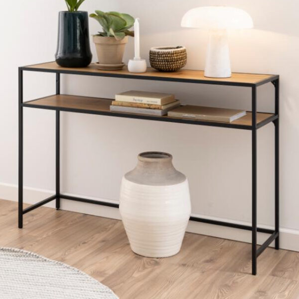 Salvo Wooden Console Table With Undershelf In Matt Wild Oak