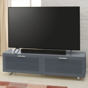 Sofia 1600mm Glass Top TV Stand With 2 Door – Grey High Gloss