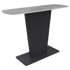 Castle Ceramic Console Table With Grey Wooden Base In Light Grey