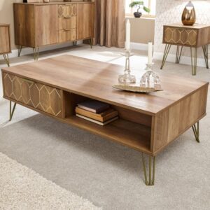 Ormskirk Wooden Coffee Table With 2 Drawers In Oak