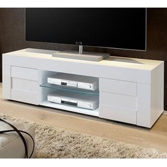 Santino TV Stand In White High Gloss With 2 Doors