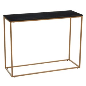 Valrico Black Marble Top Console Table With Gold Frame