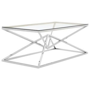 Allston Glass Coffee Table With Corseted Silver Frame