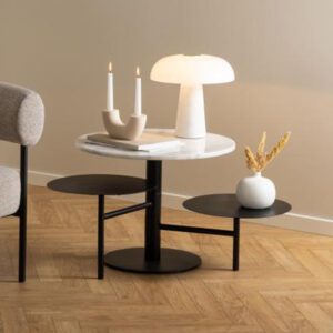 Lajatico Marble Top Coffee Table With Black Base